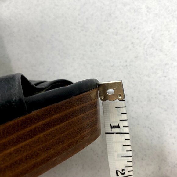 Seychelles Black Leather Risky Business Wedge Sandals 8 - Picture 11 of 12